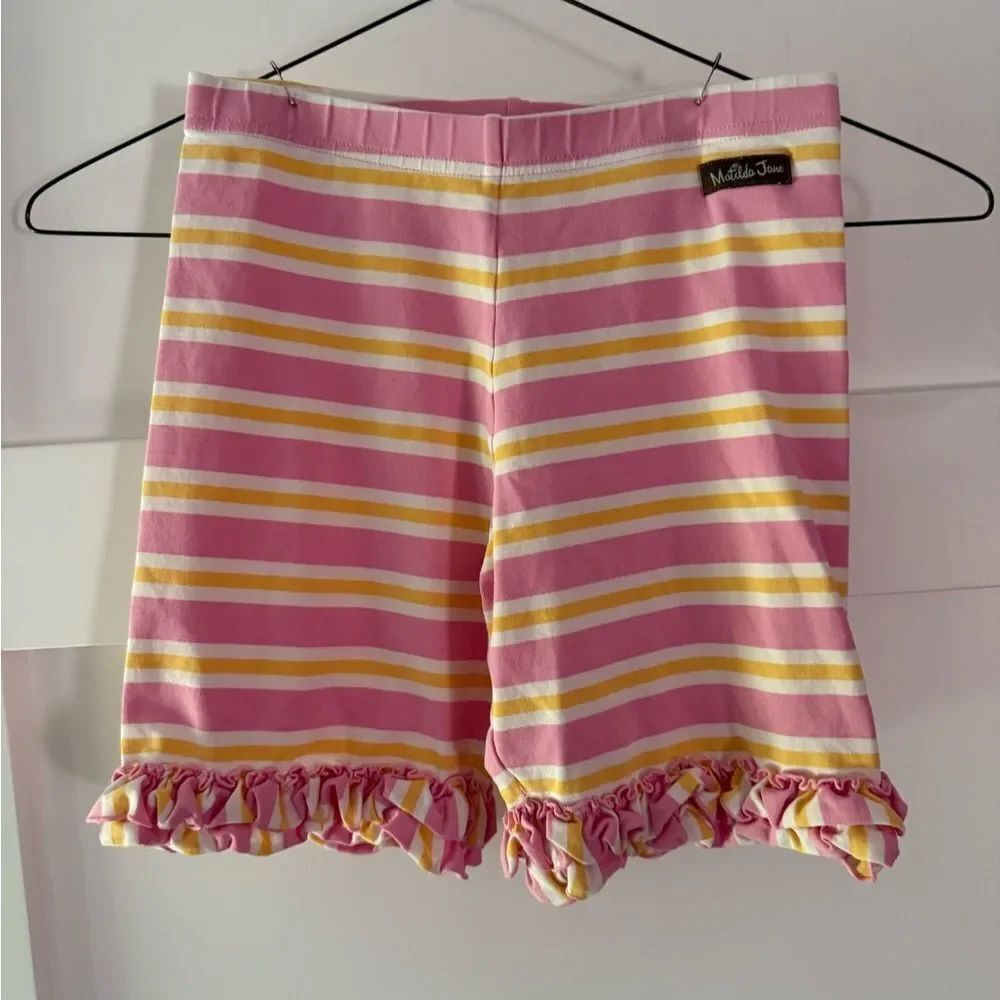 Matilda Jane Pink and Yellow Ruffle Trim Shorts